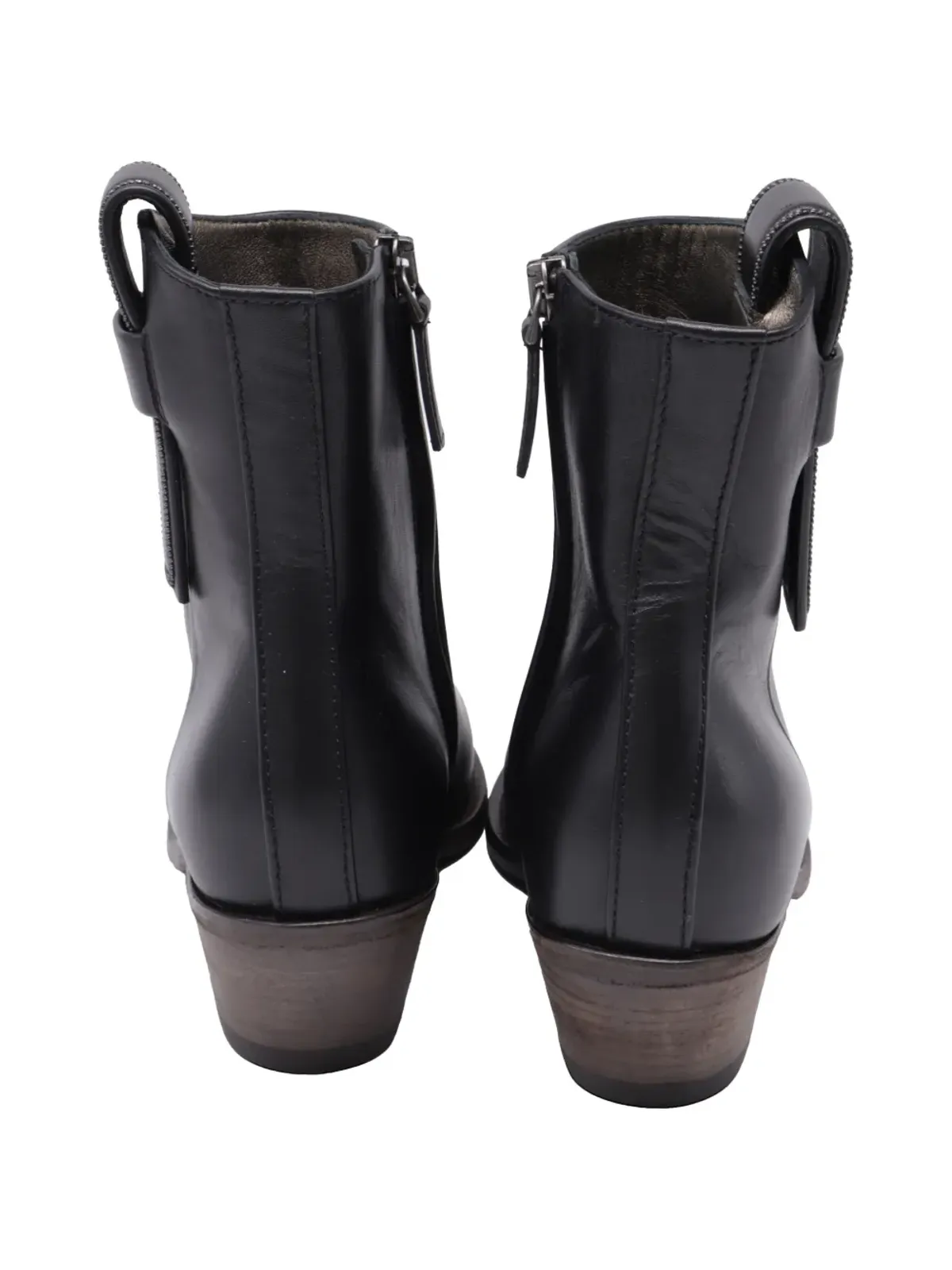 Brunello Cucinelli Vintage ウェスタンモニリ レザー アンクルブーツ - Black - 画像3