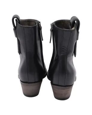 Brunello Cucinelli Vintage ウェスタンモニリ レザー アンクルブーツ - Black - サムネイル3