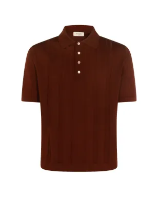 Piacenza Cashmere ボタン留めストライプポロシャツ ブラウン - サムネイル1