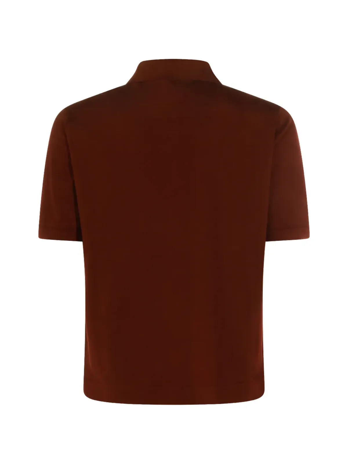 Piacenza Cashmere ボタン留めストライプポロシャツ ブラウン - 画像2