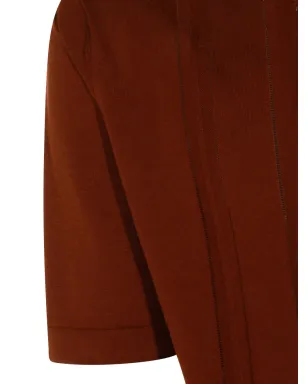 Piacenza Cashmere ボタン留めストライプポロシャツ ブラウン - サムネイル4