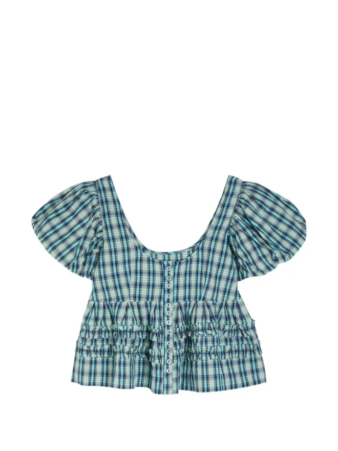 Damson Madder DAMSON MADDER フリル付きチェック柄ブラウスの商品画像