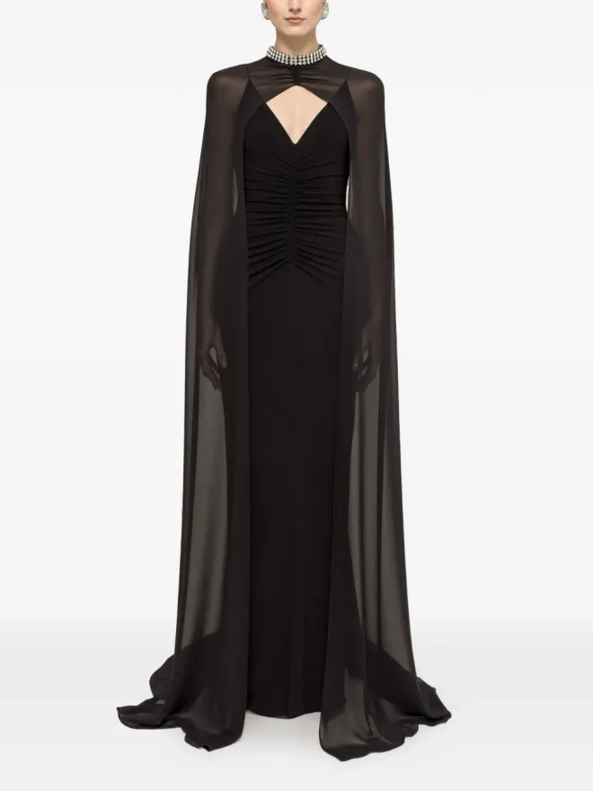 NISSA NISSA 取り外し可能なケープ付きマキシドレスの商品画像
