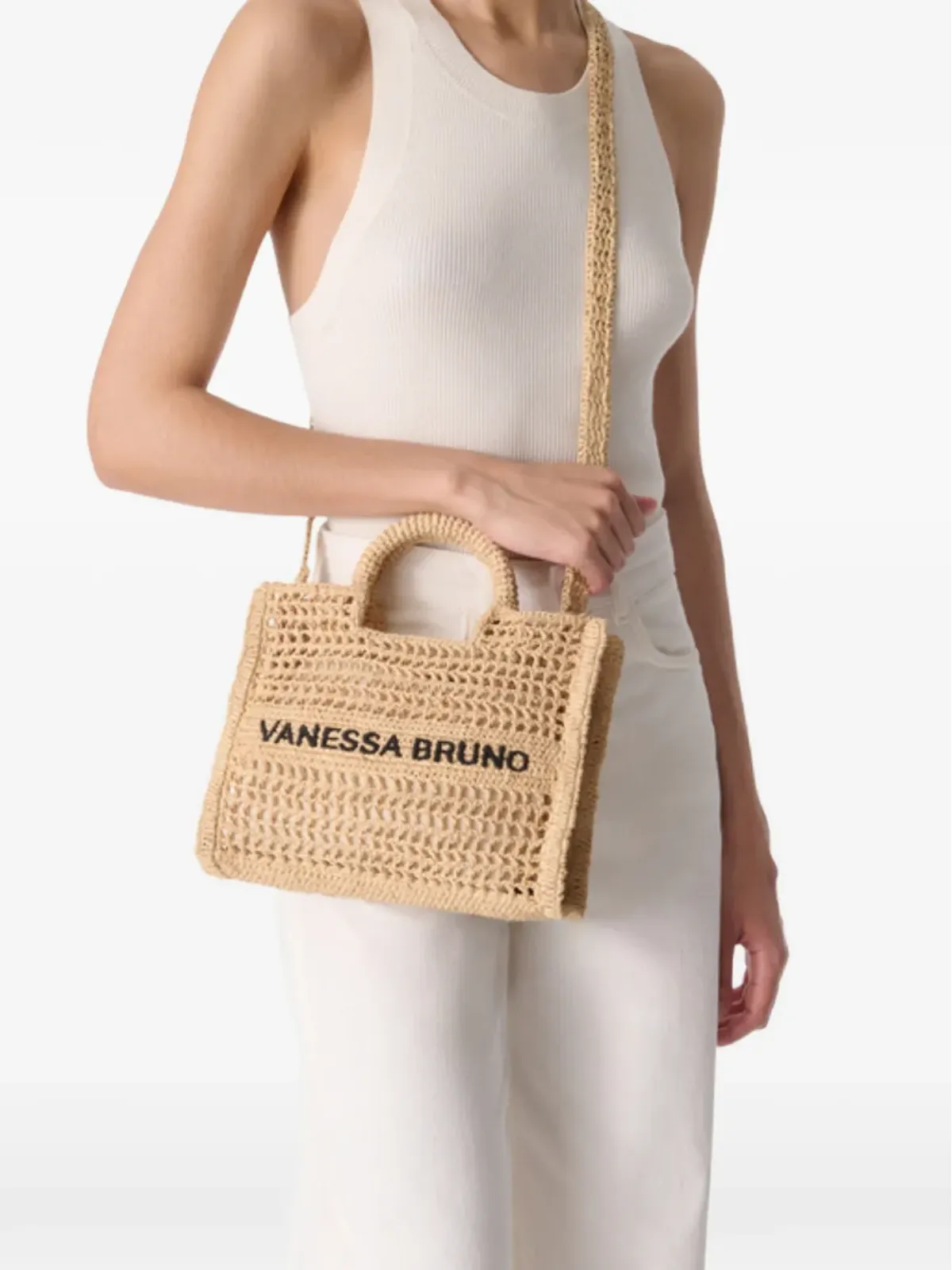Vanessa Bruno 小さめオープンワークトップハンドルトートバッグ - 画像2