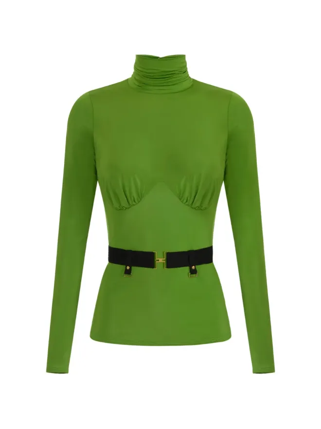 Elisabetta Franchi Elisabetta Franchi ギャザー入りトップス - グリーンの商品画像