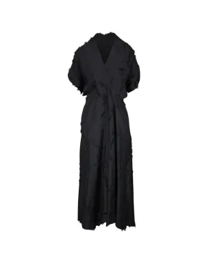 Zero + Maria Cornejo fil coupé V-neck dress - Black - サムネイル1
