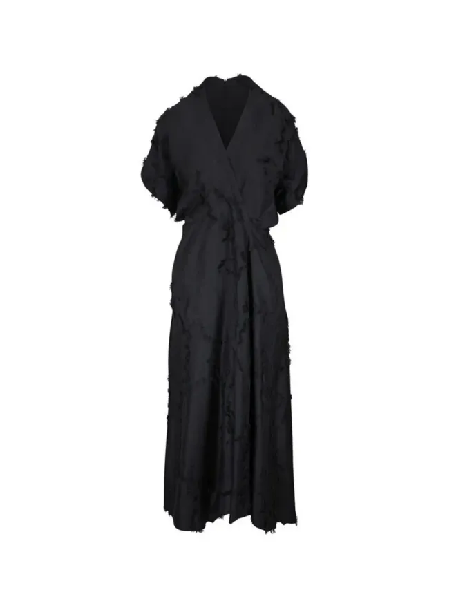 Zero + Maria Cornejo Zero + Maria Cornejo fil coupé V-neck dress - Blackの商品画像