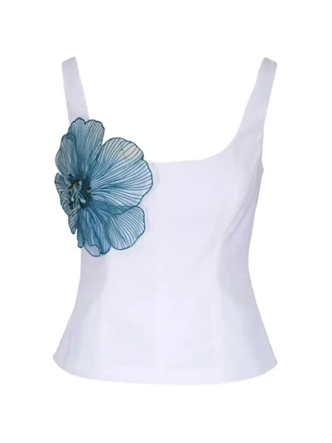 Lela Rose Lela Rose floral sleeveless blouse - Whiteの商品画像