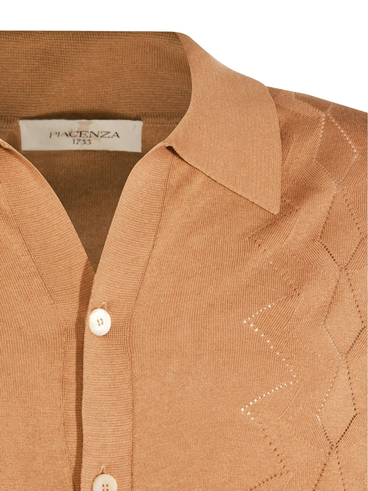 Piacenza Cashmere ダイヤモンド柄ボタンシャツ ブラウン - 画像4