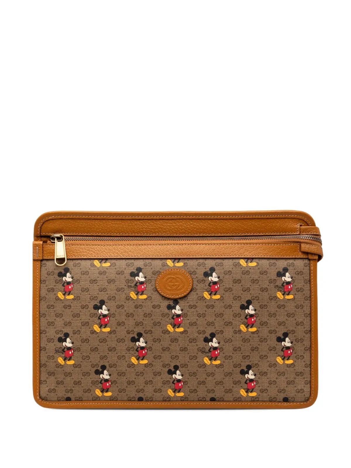 Gucci Vintage ディズニー ミクロ GG Supreme ミッキーマウス クラッチバッグ ブラウン - 画像1