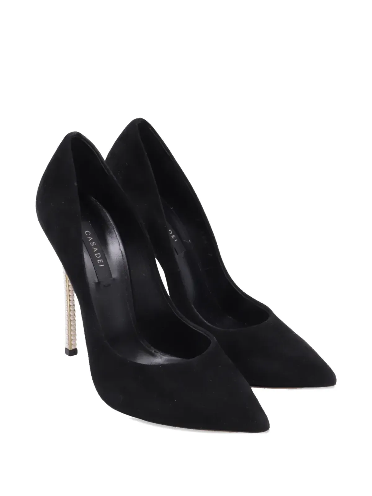 Casadei Vintage 125mm パール装飾パンプス 黒 - 画像2
