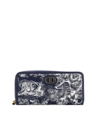 Christian Dior ヴィンテージ 30 Montaigne Voyageur ウォレット Toile de Jouy リバースジャカード ロング ブルー - サムネイル1