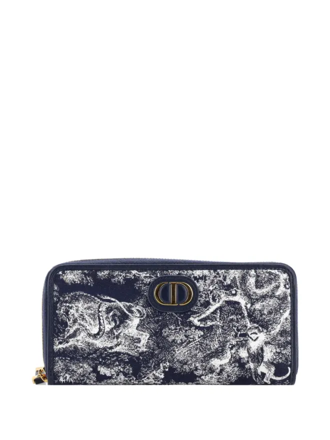 Christian Dior Pre-Owned Christian Dior ヴィンテージ 30 Montaigne Voyageur ウォレット Toile de Jouy リバースジャカード ロング ブルーの商品画像