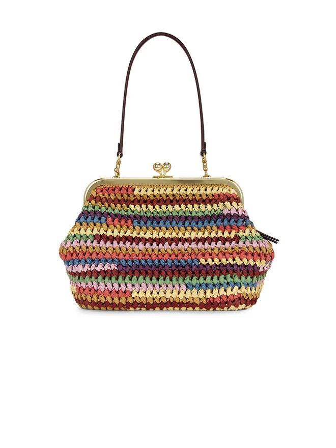 Coach Coach LARGE WEAVE STRAW KISSLOCK FRAME 約69CMフレームクラッチの商品画像