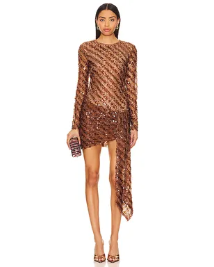 Camila Coelho CATALEYA SEQUIN ミニドレス - Metallic Bronze, brown. - サムネイル1