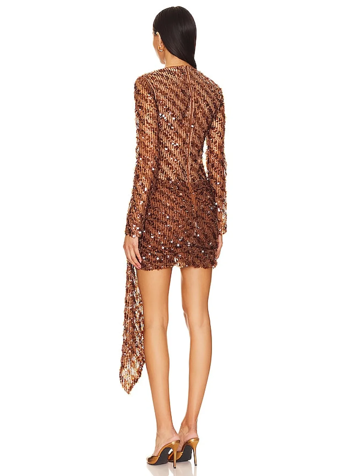 Camila Coelho CATALEYA SEQUIN ミニドレス - Metallic Bronze, brown. - 画像4