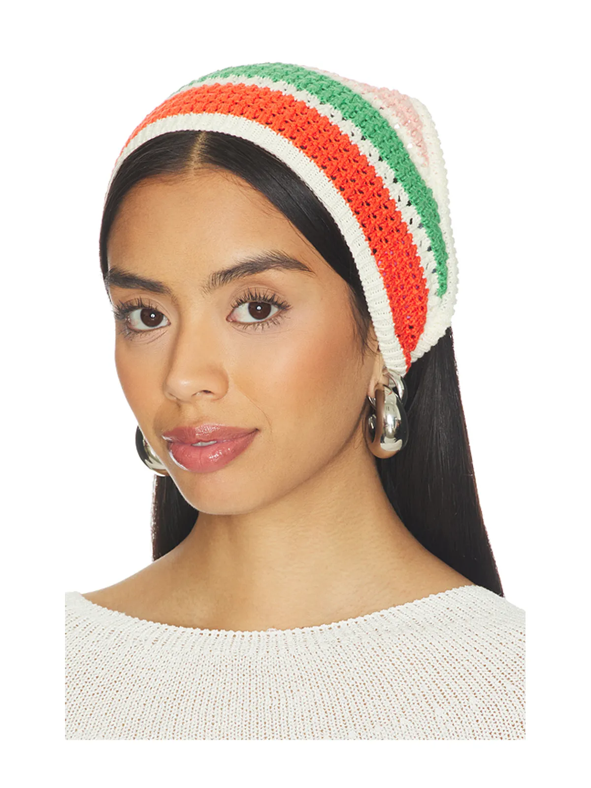 Callahan PERLA かぎ針編みのヘッドスカーフ - Red,Green. - 画像1