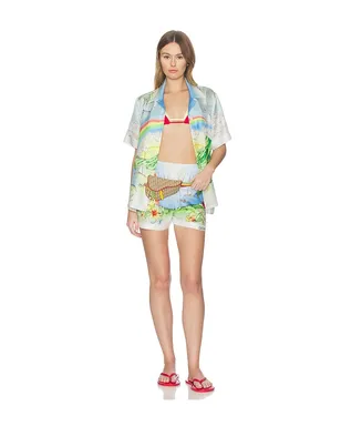 Casablanca ALOHA SILK ショートパンツ - Baby Blue,Green. - サムネイル5
