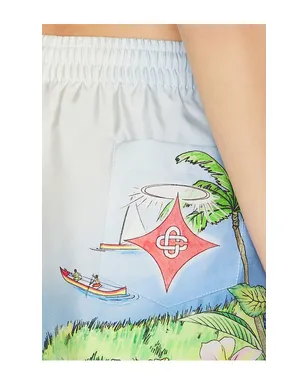 Casablanca ALOHA SILK ショートパンツ - Baby Blue,Green. - サムネイル6