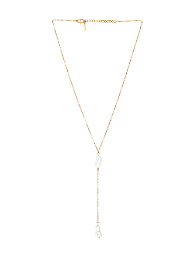 Casa Clara Casa Clara LILIANA ラリエットネックレス - Metallic Gold,White.の商品画像