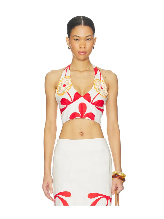 Cala de la Cruz Cala de la Cruz OLIVIA トップ - White, Red.の商品画像