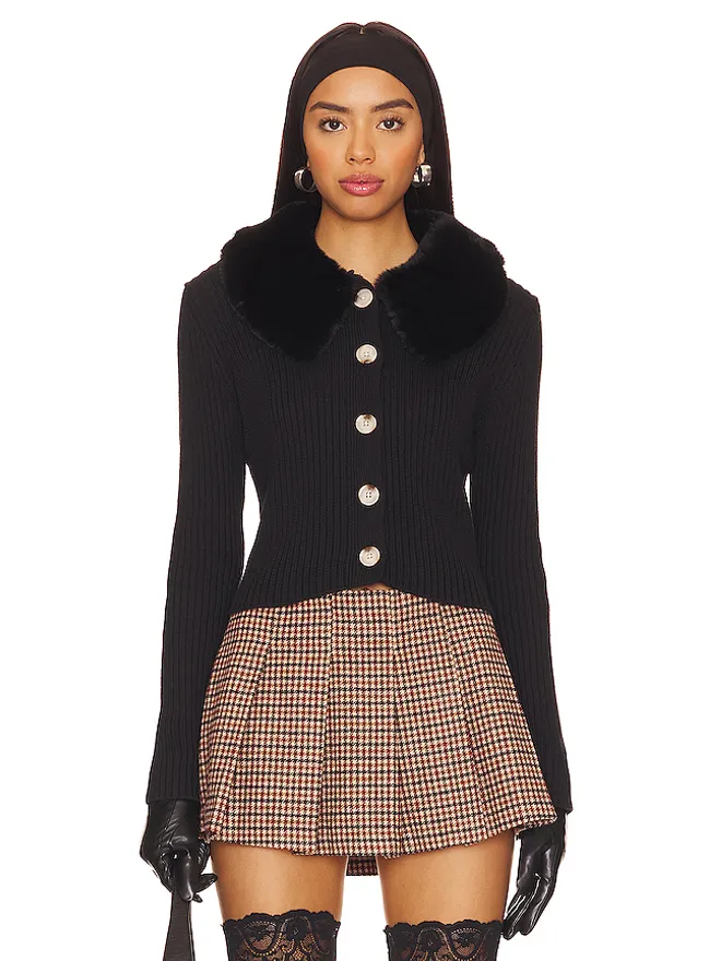 Central Park West Central Park West DELILAH フェイクファーカラーカーディガンの商品画像
