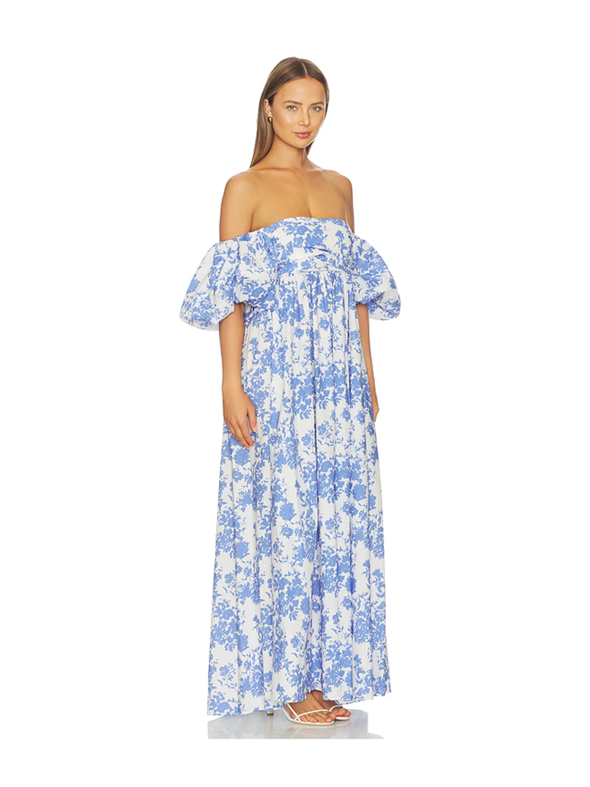 CAROLINE CONSTAS EMILIA ドレス - White,Baby Blue. - 画像2