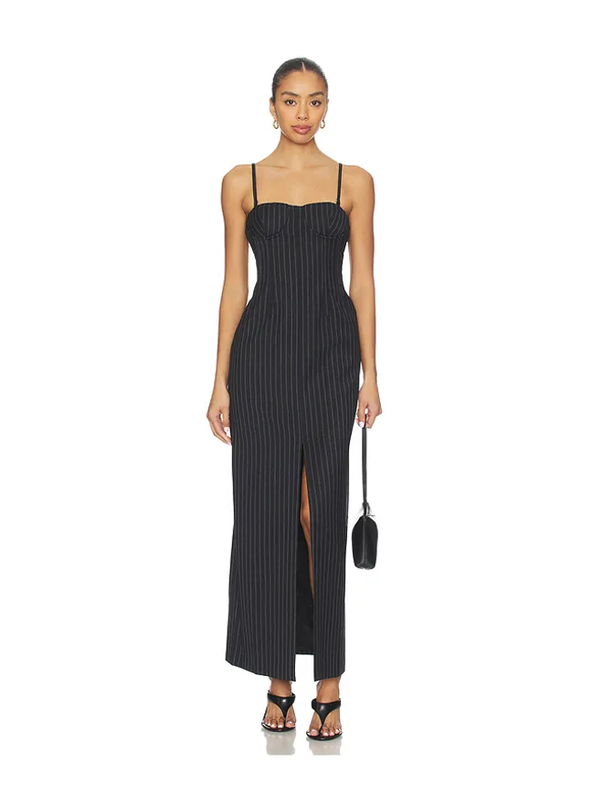 Courtney Zheng Courtney Zheng Chalkstripe Wool Bustier Dressの商品画像