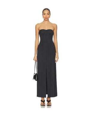 Courtney Zheng Chalkstripe Wool Bustier Dress - サムネイル2