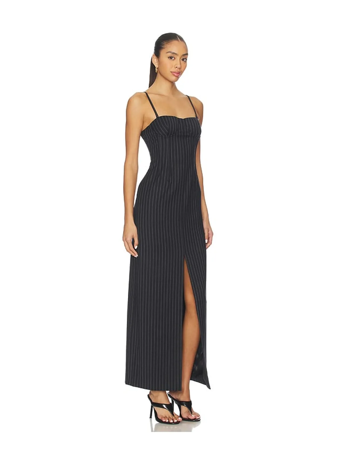 Courtney Zheng Chalkstripe Wool Bustier Dress - 画像3