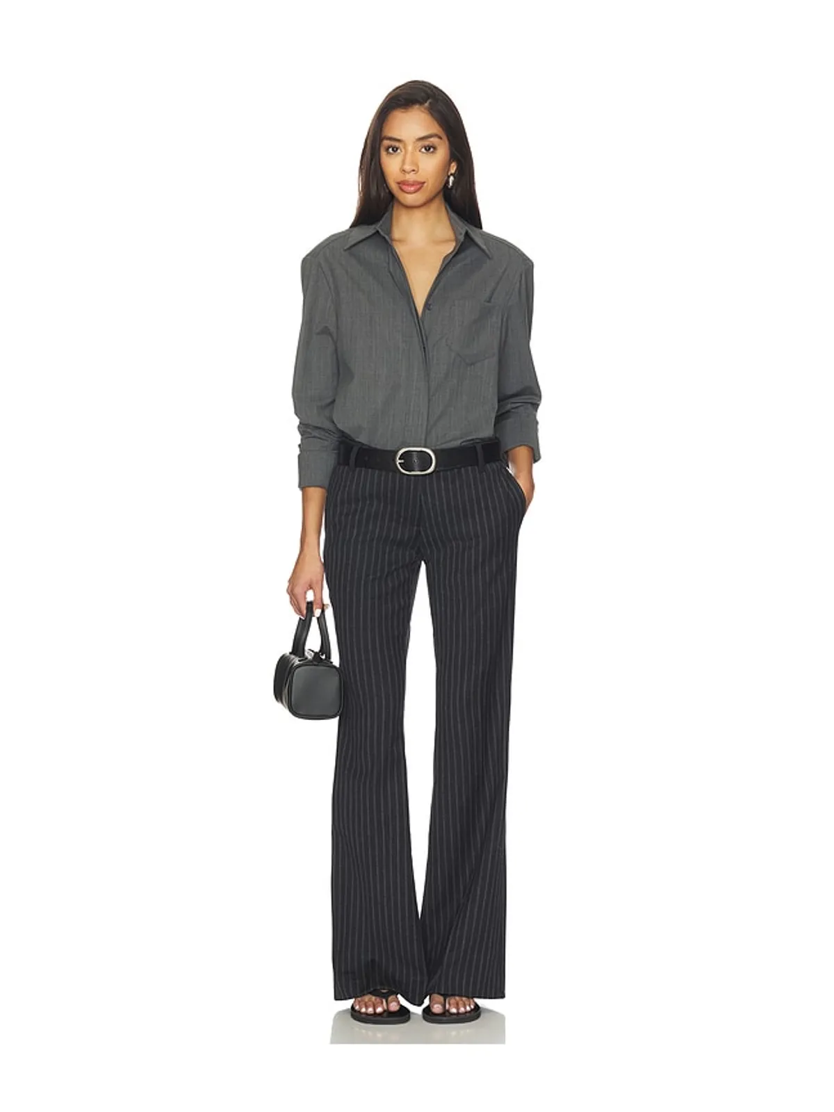 Courtney Zheng Stefan Chalkstripe Wool Pants - Navy,Grey. - 画像5
