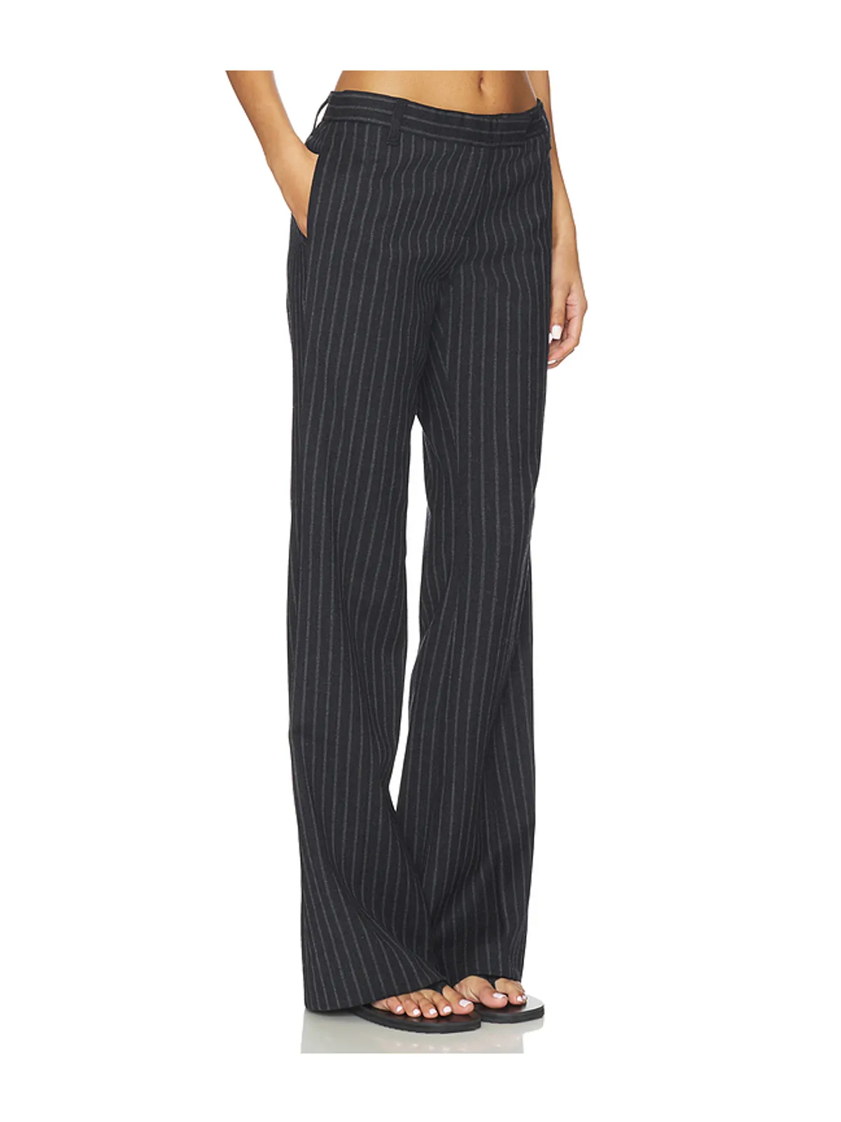 Courtney Zheng Stefan Chalkstripe Wool Pants - Navy,Grey. - 画像2