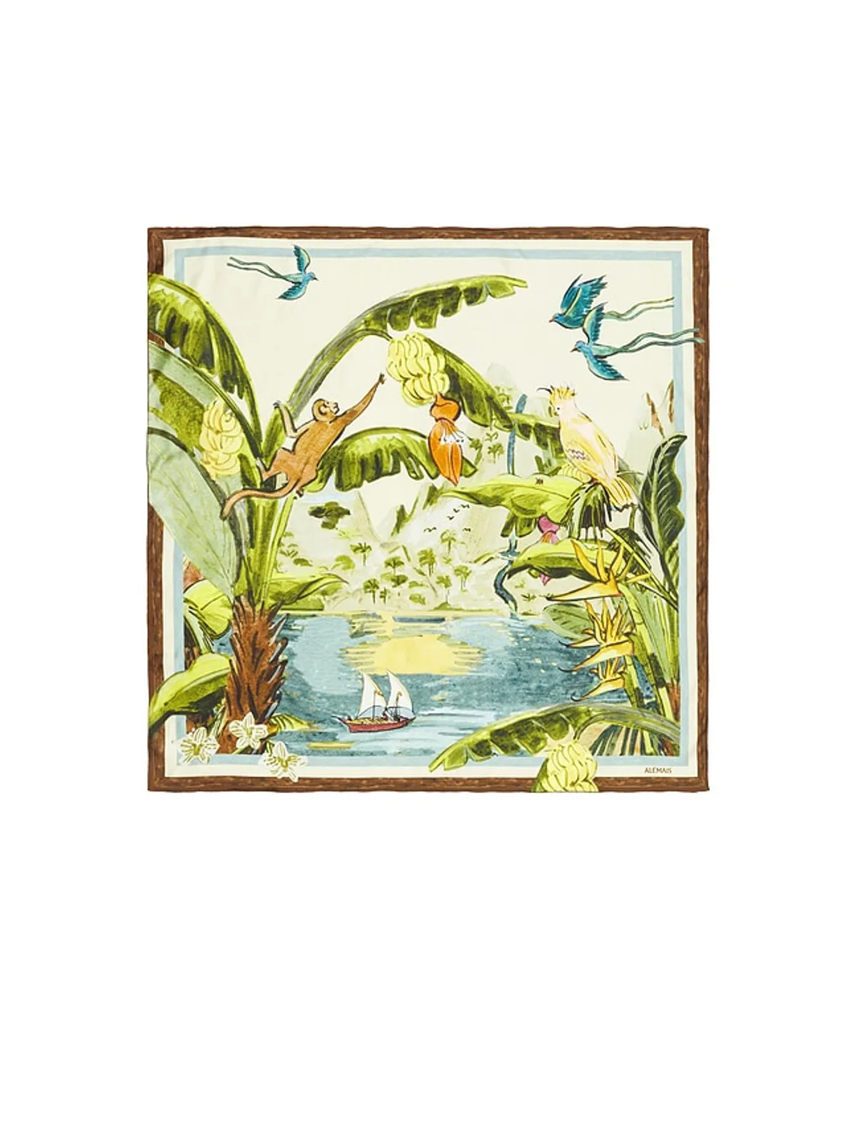 Alemais TOUCAN TANGO  シルクスカーフ - Green,Blue. - 画像3
