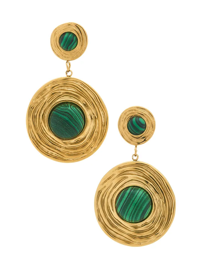 Amber Sceats Amber Sceats LEONA ドロップイヤリング - Metallic Gold,Green.の商品画像