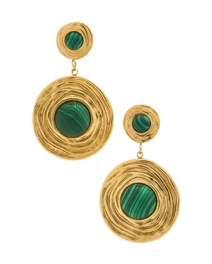 Amber Sceats LEONA ドロップイヤリング - Metallic Gold,Green. - サムネイル1