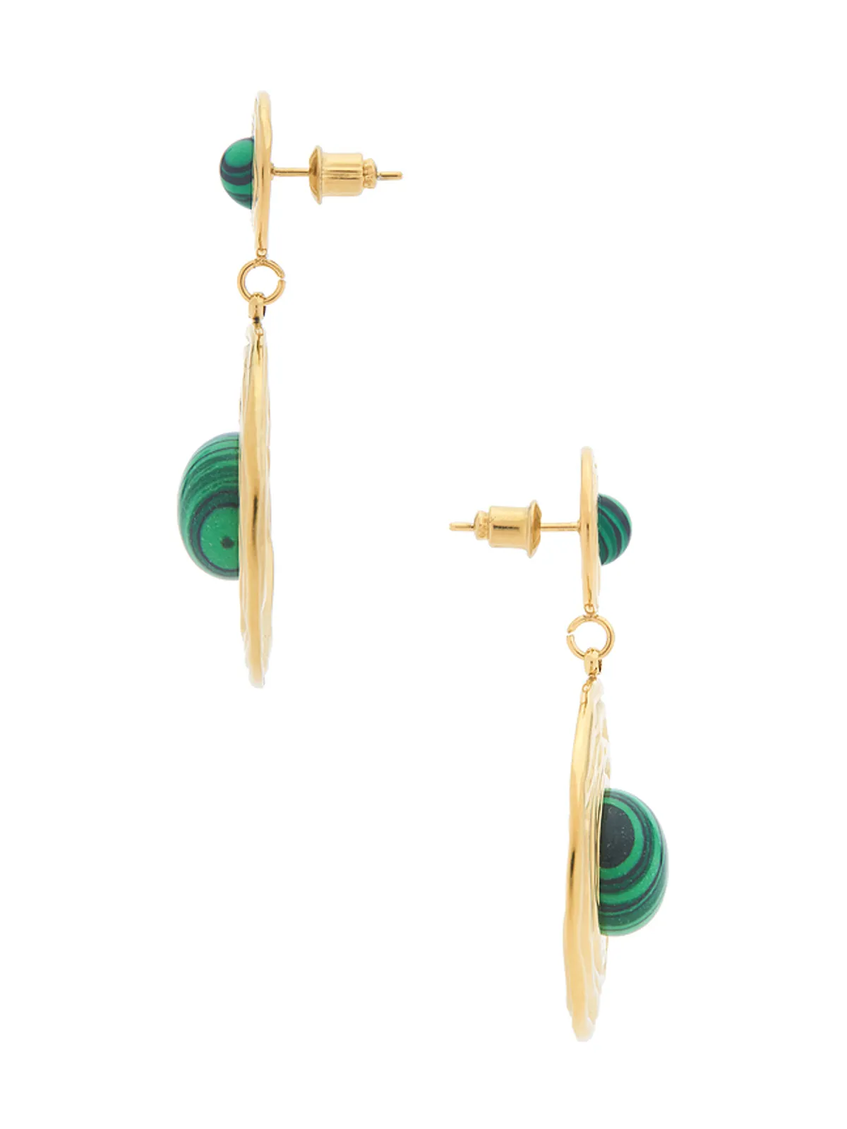 Amber Sceats LEONA ドロップイヤリング - Metallic Gold,Green. - 画像2