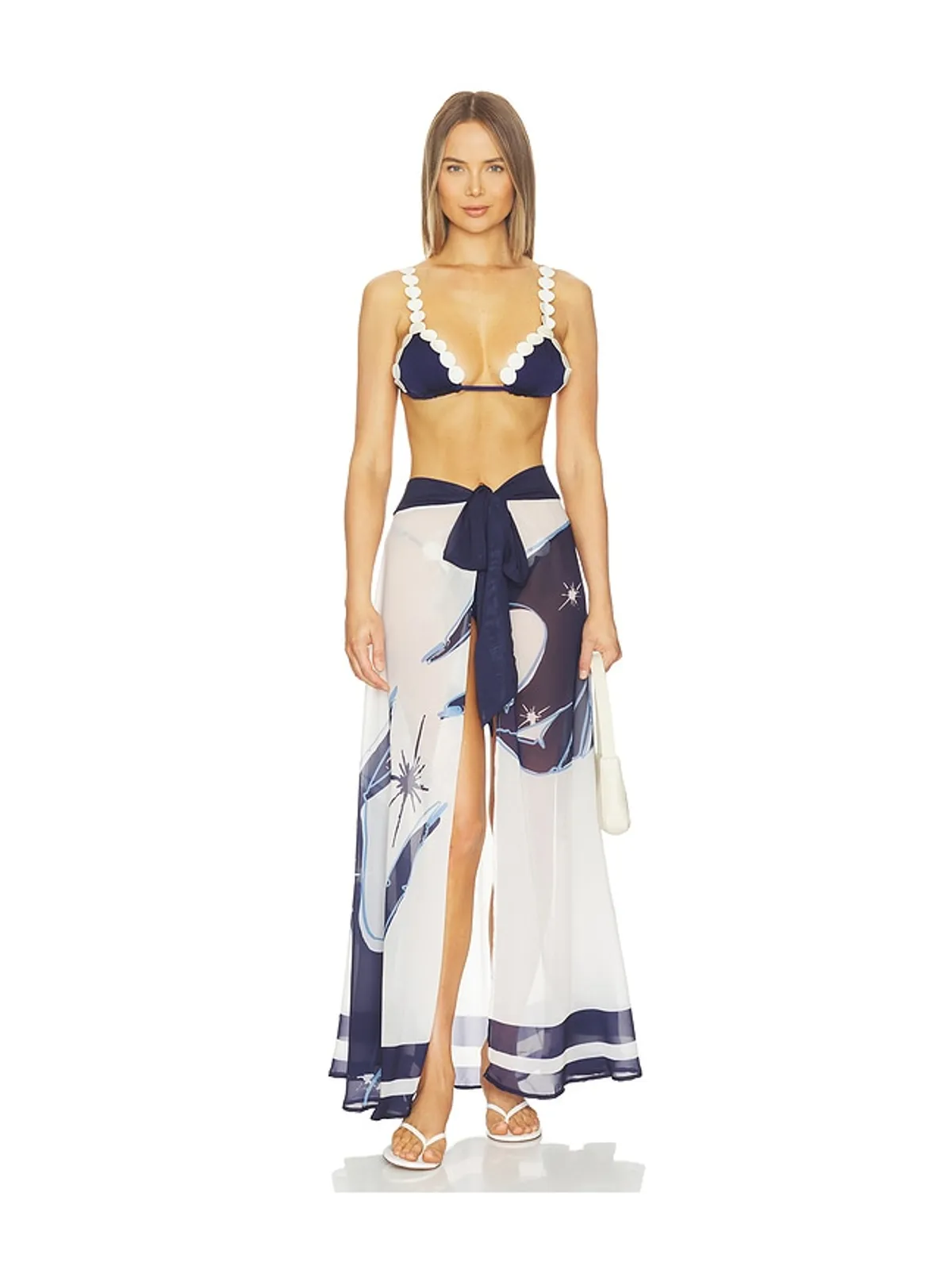Ancora CORI マキシスカート - White,Navy. - 画像5