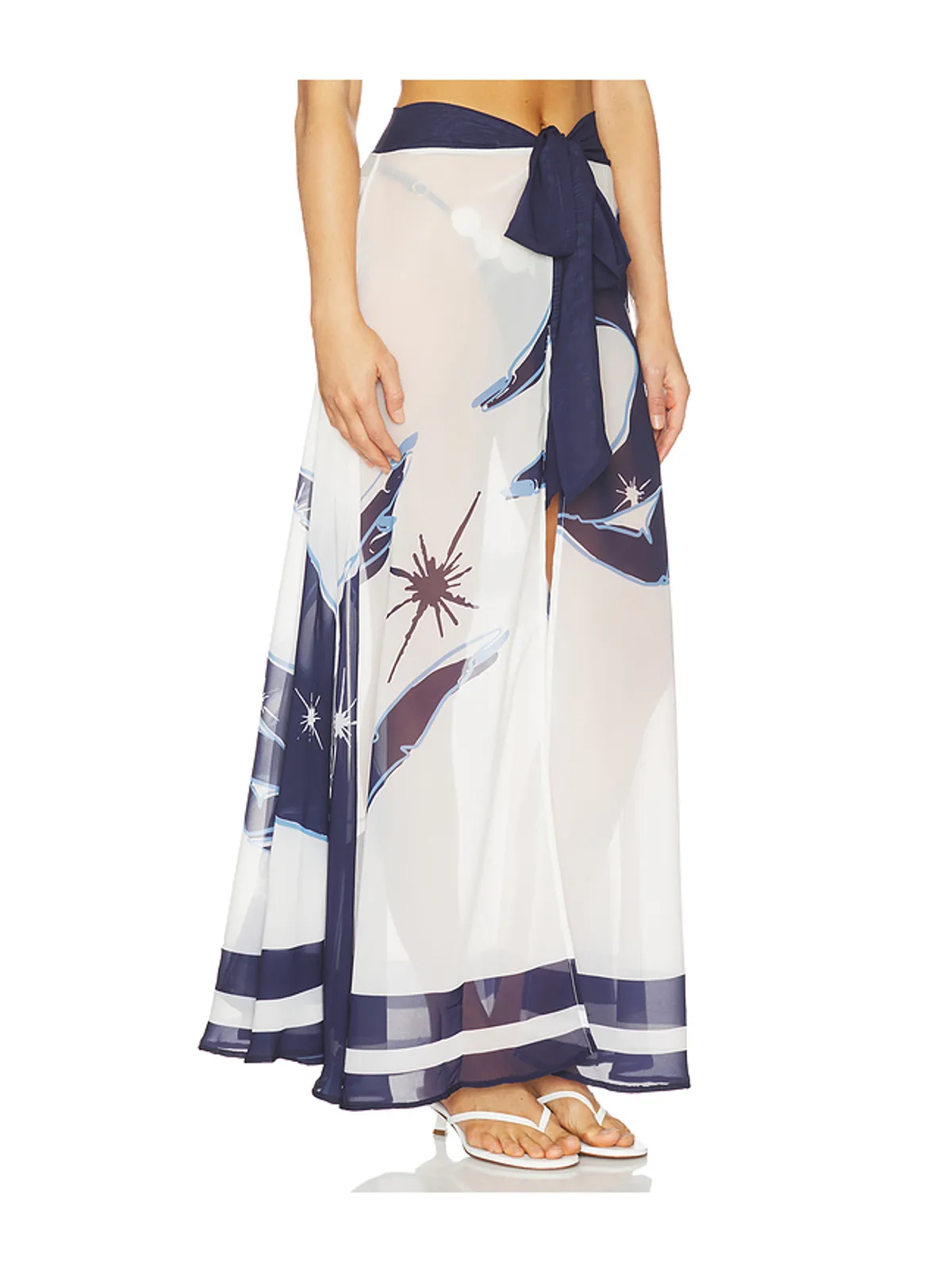 Ancora CORI マキシスカート - White,Navy. - 画像2