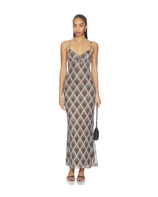 ALL THE WAYS ELAINE ドレス - Brown,Light Grey. - サムネイル1