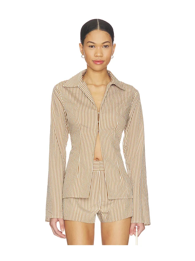 ALL THE WAYS ALL THE WAYS REED トップ - Brown,White.の商品画像