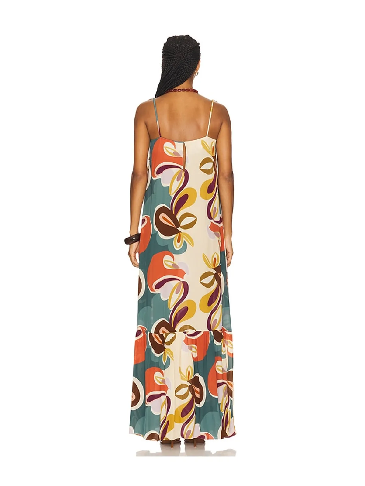 ADRIANA DEGREAS ORGANIC FLORAL ロングワンピース - Teal,Cream. - 画像3