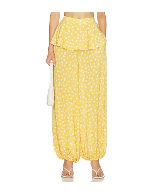 ADRIANA DEGREAS PEPLUM ワイドレッグパンツ - Mustard,White. - サムネイル1