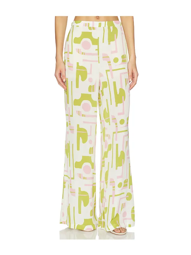 ADRIANA DEGREAS ADRIANA DEGREAS BALEARIC ワイドレッグパンツ - Green,Pink.の商品画像