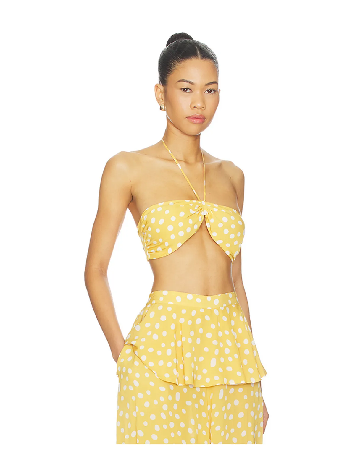 ADRIANA DEGREAS BANDEAU トップ - Mustard,White. - 画像2