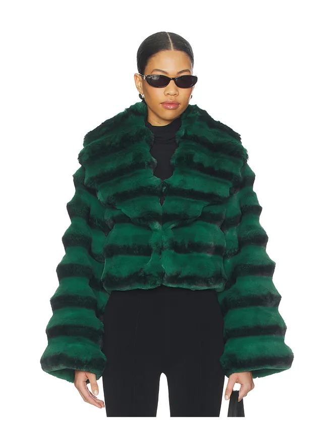 Adrienne Landau Adrienne Landau CHINCHILLA ジャケット - Green,Black.の商品画像