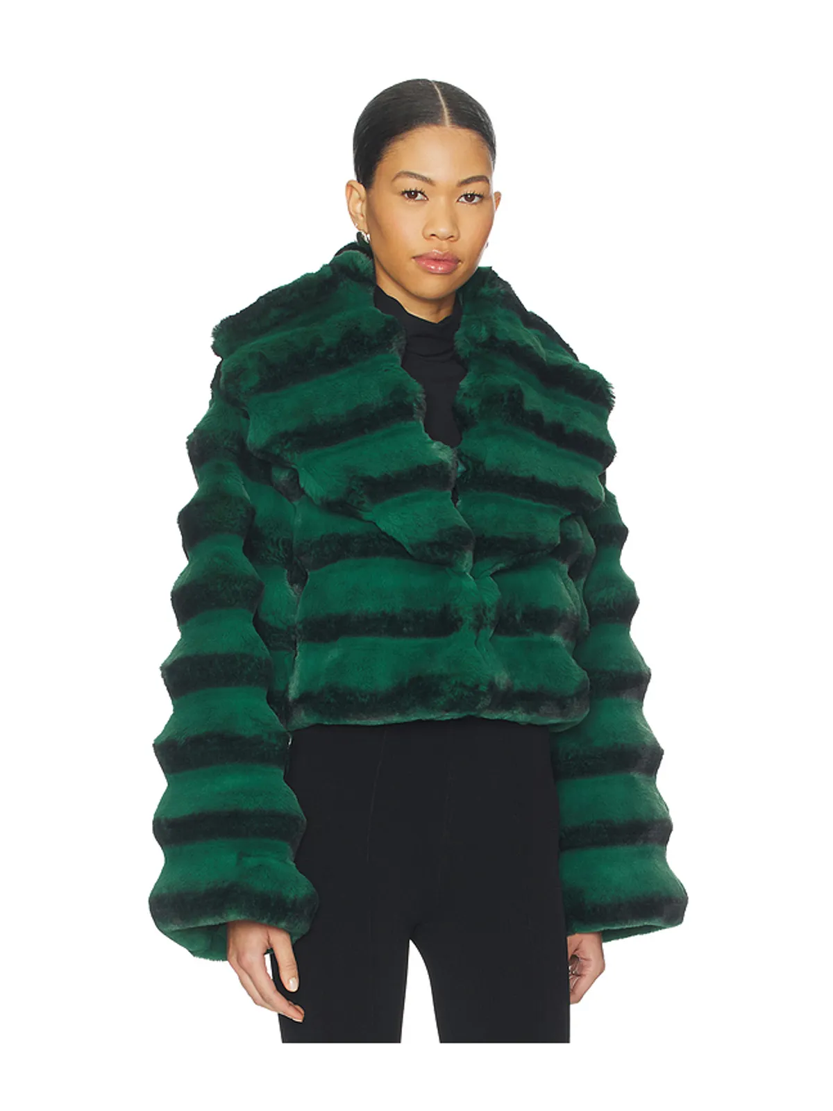 Adrienne Landau CHINCHILLA ジャケット - Green,Black. - 画像2