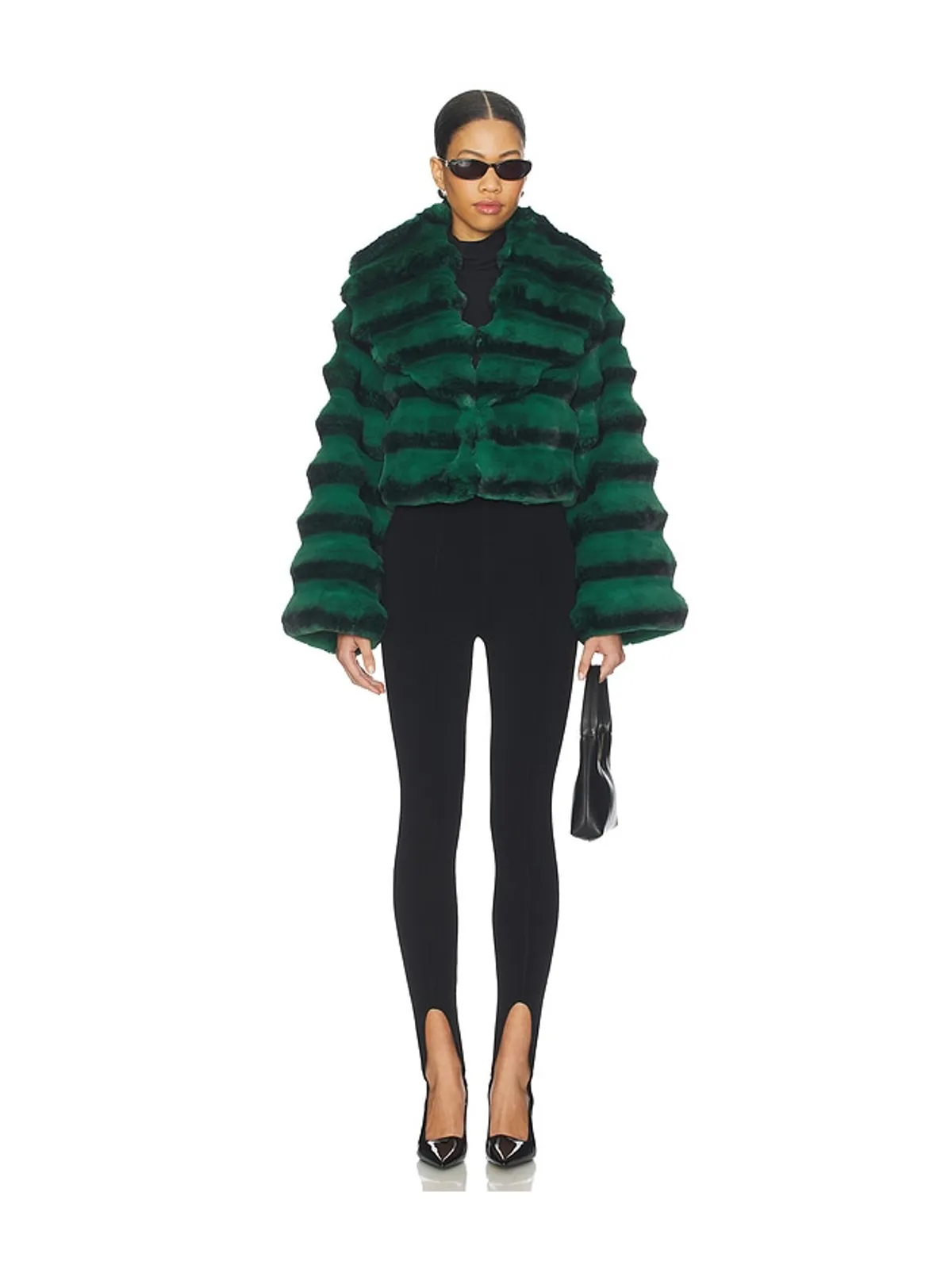 Adrienne Landau CHINCHILLA ジャケット - Green,Black. - 画像4