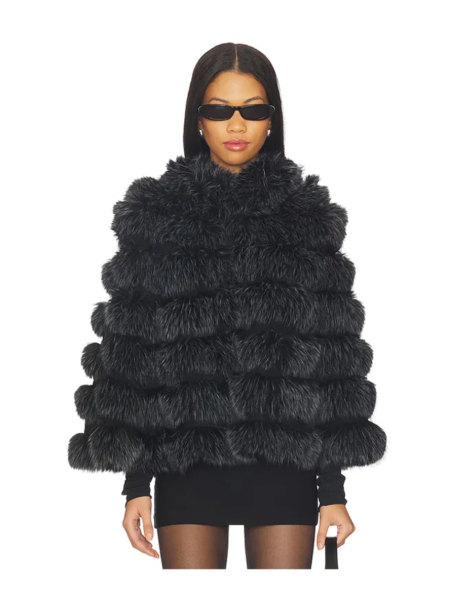 Adrienne Landau Adrienne Landau LANDAU ケープ - Black,White.の商品画像