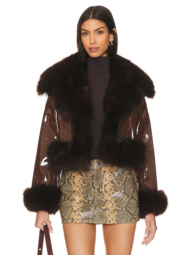 Adrienne Landau Adrienne Landau フェイクレザー＆ファージェケットの商品画像