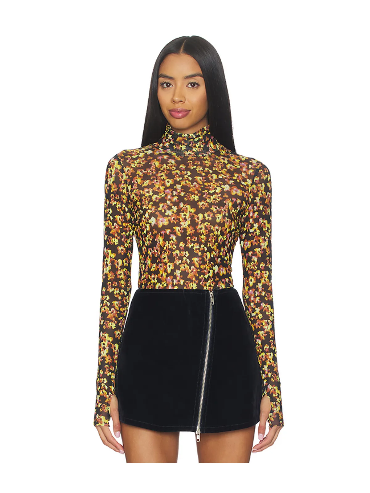 AFRM ZADIE FLOCKED MESH トップ - 画像1